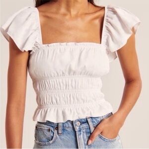 Abercrombie & Fitch White Ruffled Blouse